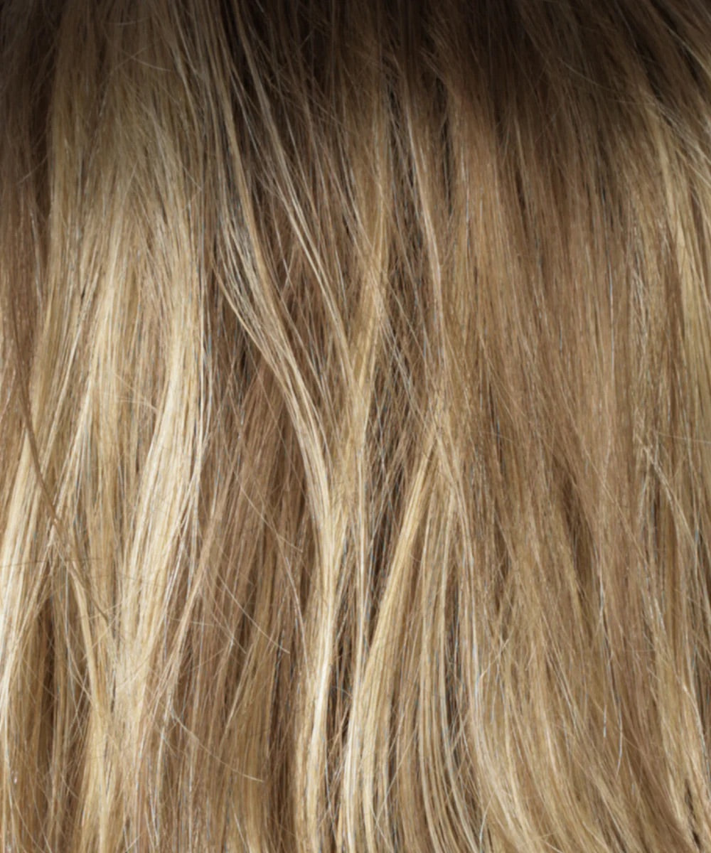 r12-26rt4 light brown with chunky golden blonde highlights and dark brown roots