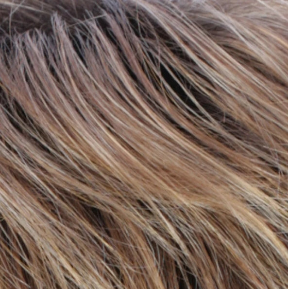R30/28/26RT4 Medium Auburn and Light Auburn and Golden Blonde Blend with Dark Brown Roots